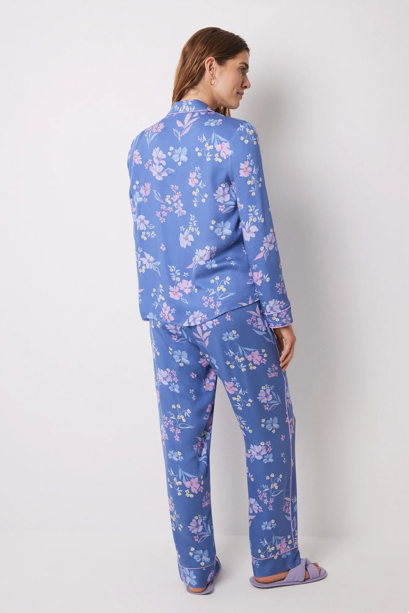 Blue floral soft touch shirt pajamas