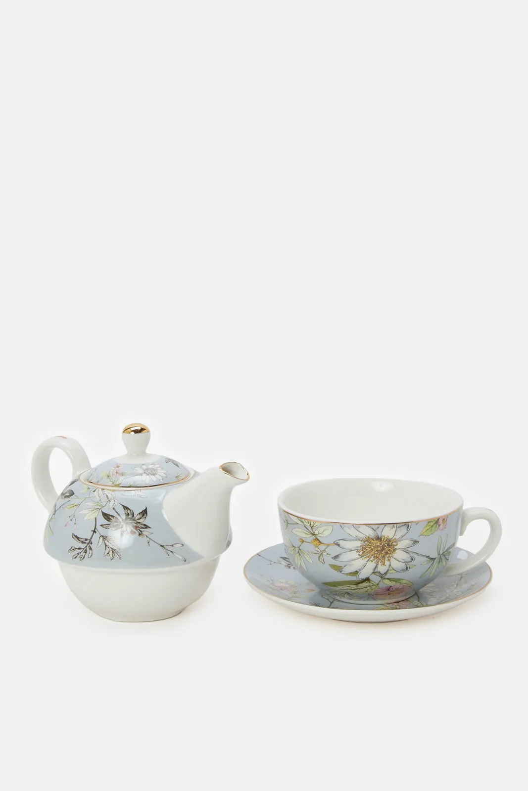 Blue Floral Tea Set (3 Piece)