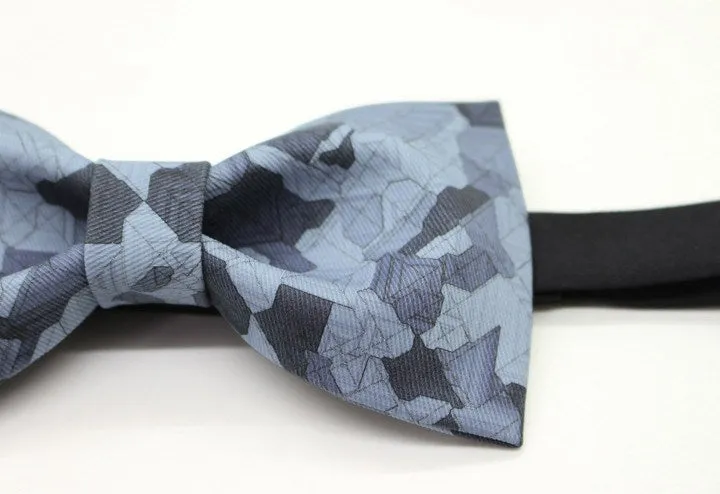 Blue Geometric Bow Tie