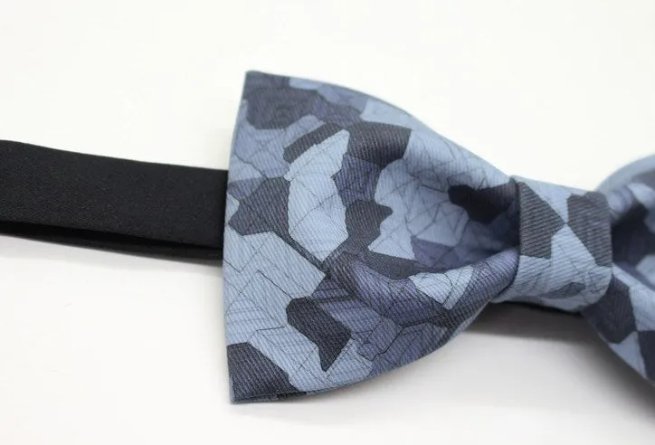 Blue Geometric Bow Tie