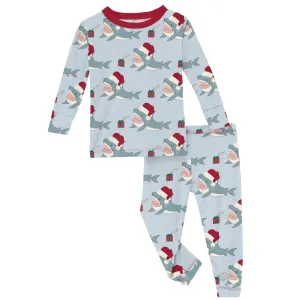 Blue Holiday Sharks Pajama Set