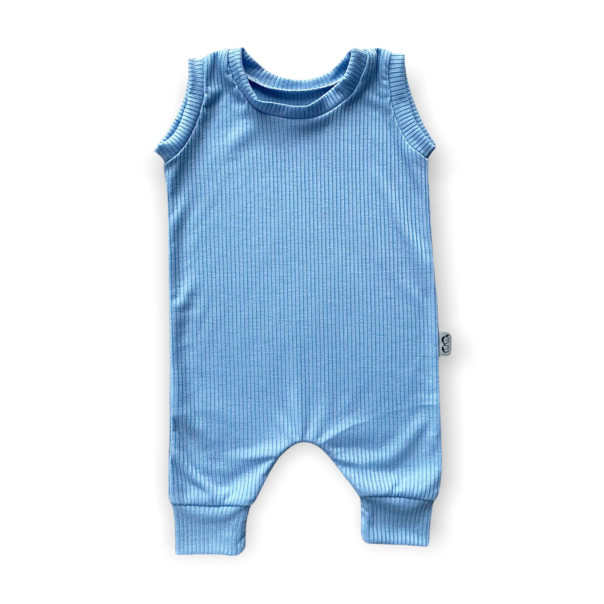 Blue Ribbed Harem Romper