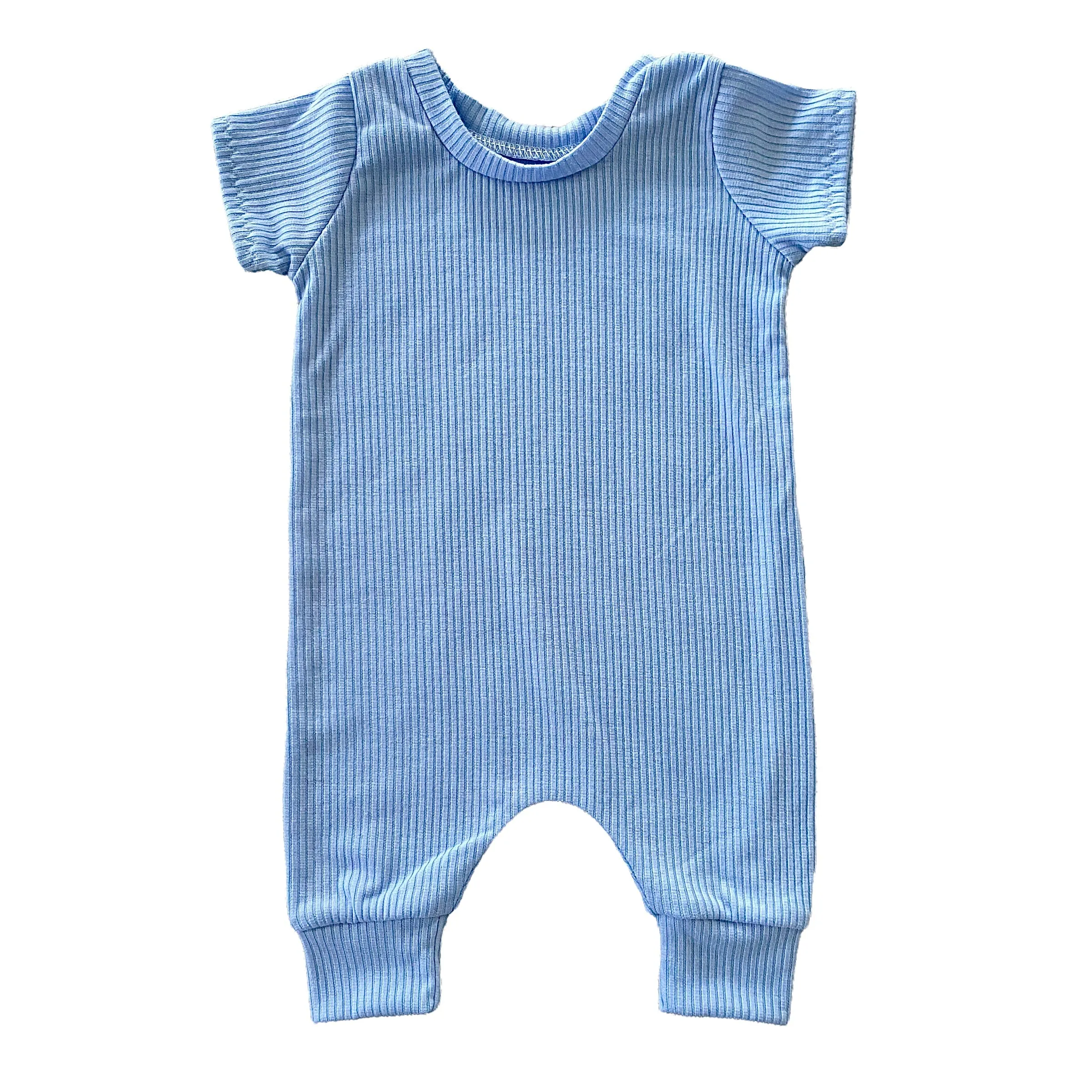 Blue Ribbed Harem Romper