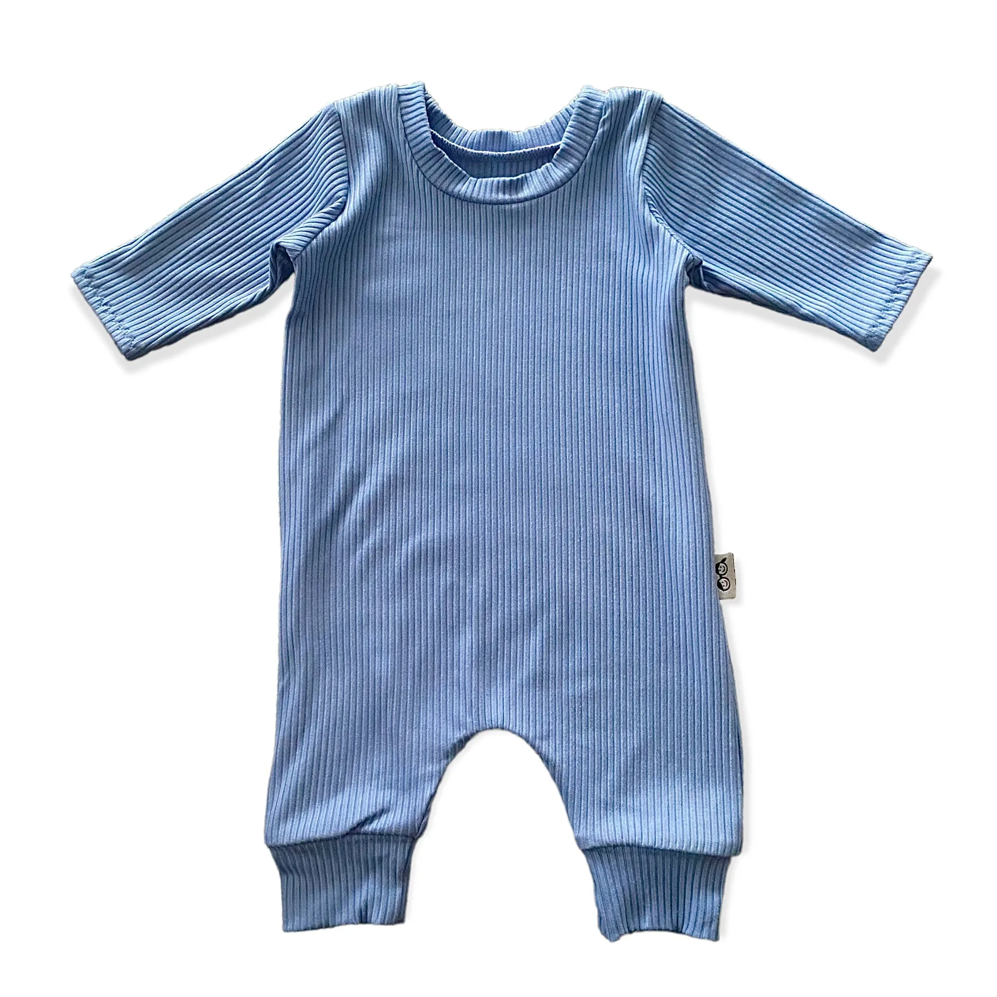 Blue Ribbed Harem Romper
