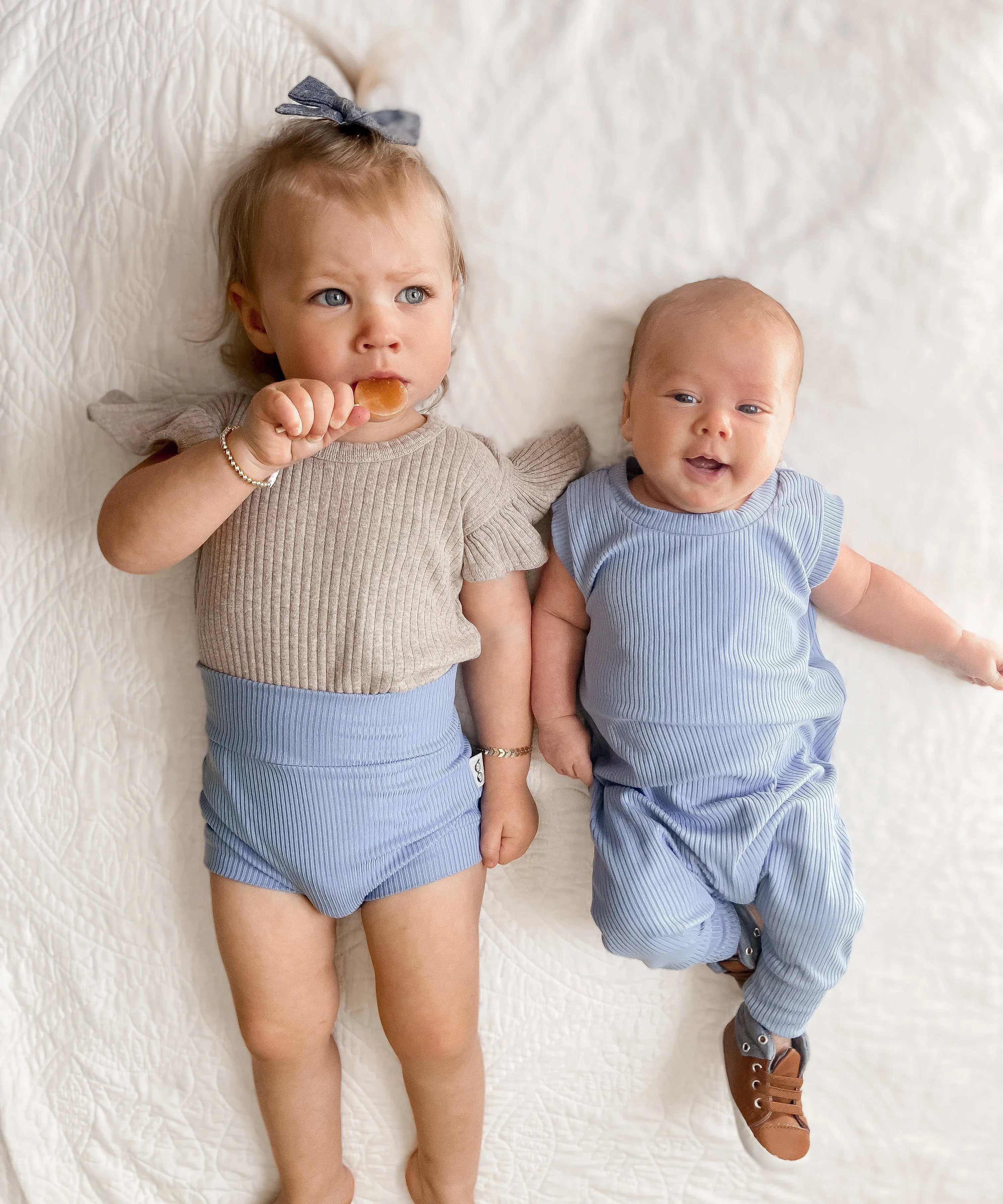 Blue Ribbed Harem Romper