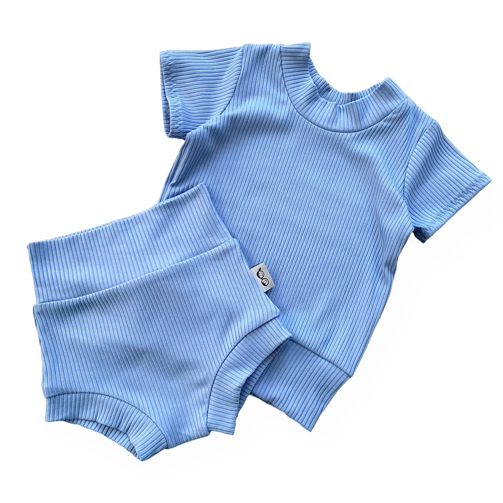 Blue Ribbed Summer Lounge Set