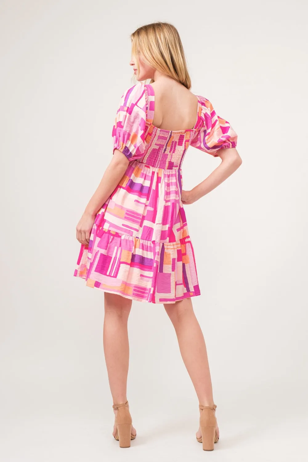 Blue Zone Planet |  And The Why Color Block Puff Sleeve Dress