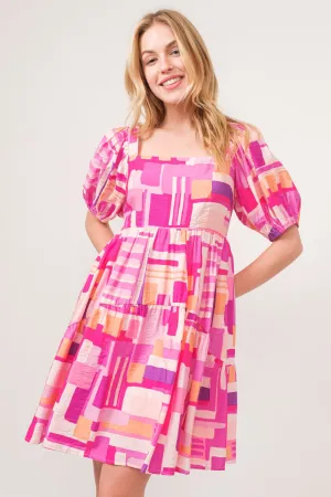 Blue Zone Planet |  And The Why Color Block Puff Sleeve Dress