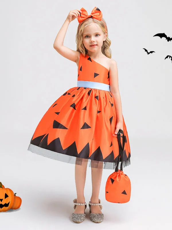Blue Zone Planet |  Halloween children's clothing, girls cosplay witch pumpkin performance dress princess dress