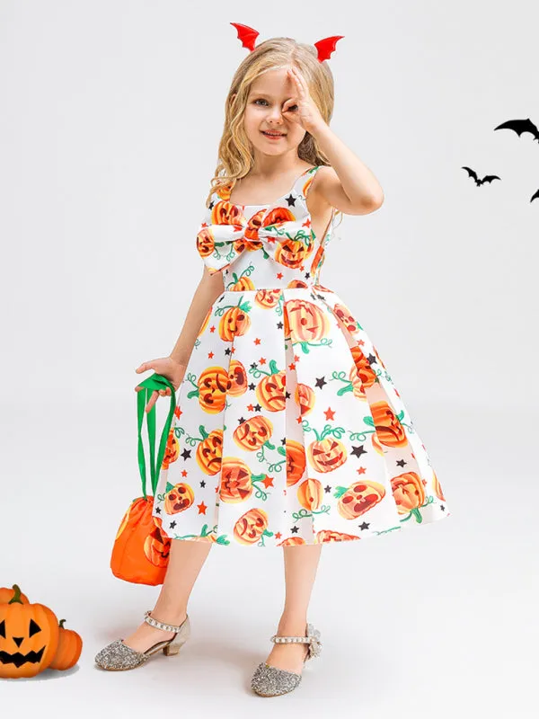 Blue Zone Planet |  Halloween children's clothing, girls cosplay witch pumpkin performance dress princess dress
