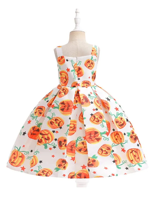 Blue Zone Planet |  Halloween children's clothing, girls cosplay witch pumpkin performance dress princess dress