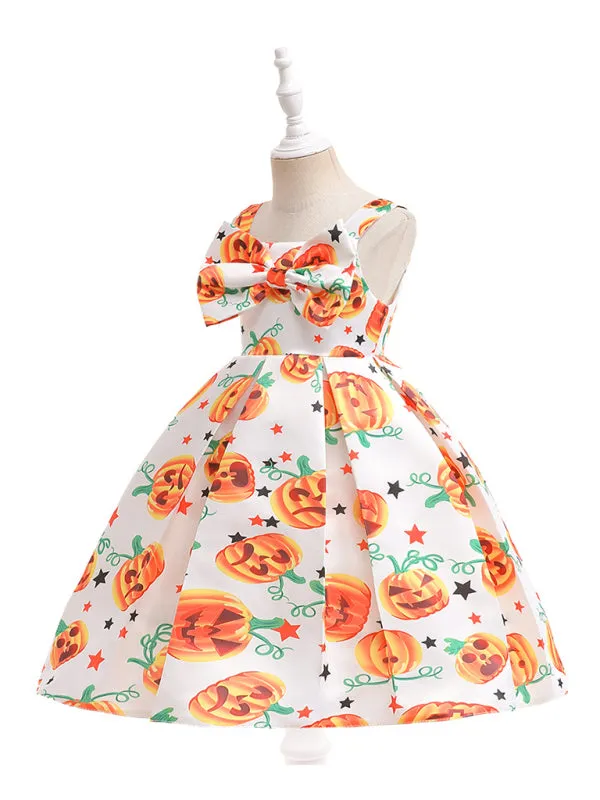 Blue Zone Planet |  Halloween children's clothing, girls cosplay witch pumpkin performance dress princess dress