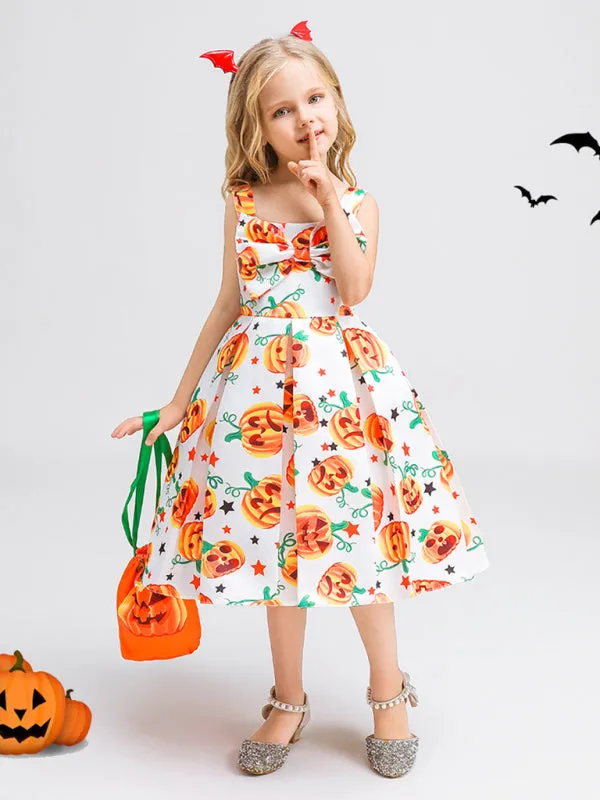 Blue Zone Planet |  Halloween children's clothing, girls cosplay witch pumpkin performance dress princess dress