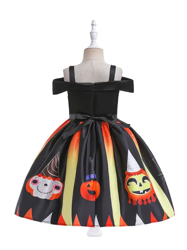 Blue Zone Planet |  Halloween children's clothing, girls cosplay witch pumpkin performance dress princess dress