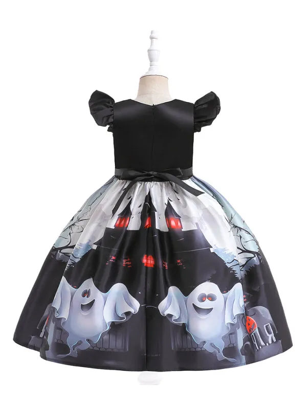 Blue Zone Planet |  Halloween children's clothing, girls cosplay witch pumpkin performance dress princess dress