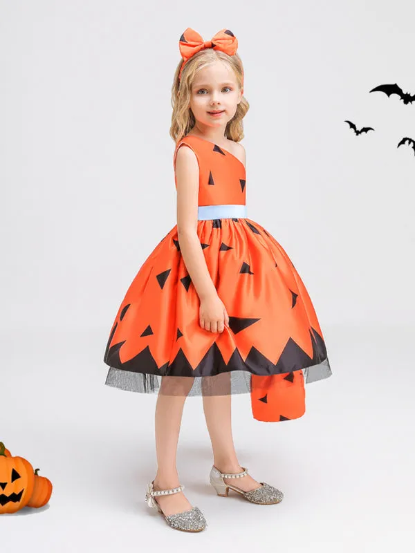 Blue Zone Planet |  Halloween children's clothing, girls cosplay witch pumpkin performance dress princess dress