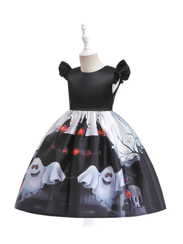 Blue Zone Planet |  Halloween children's clothing, girls cosplay witch pumpkin performance dress princess dress