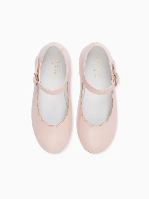 Blush Leather Girl Scallop Mary Jane Shoes