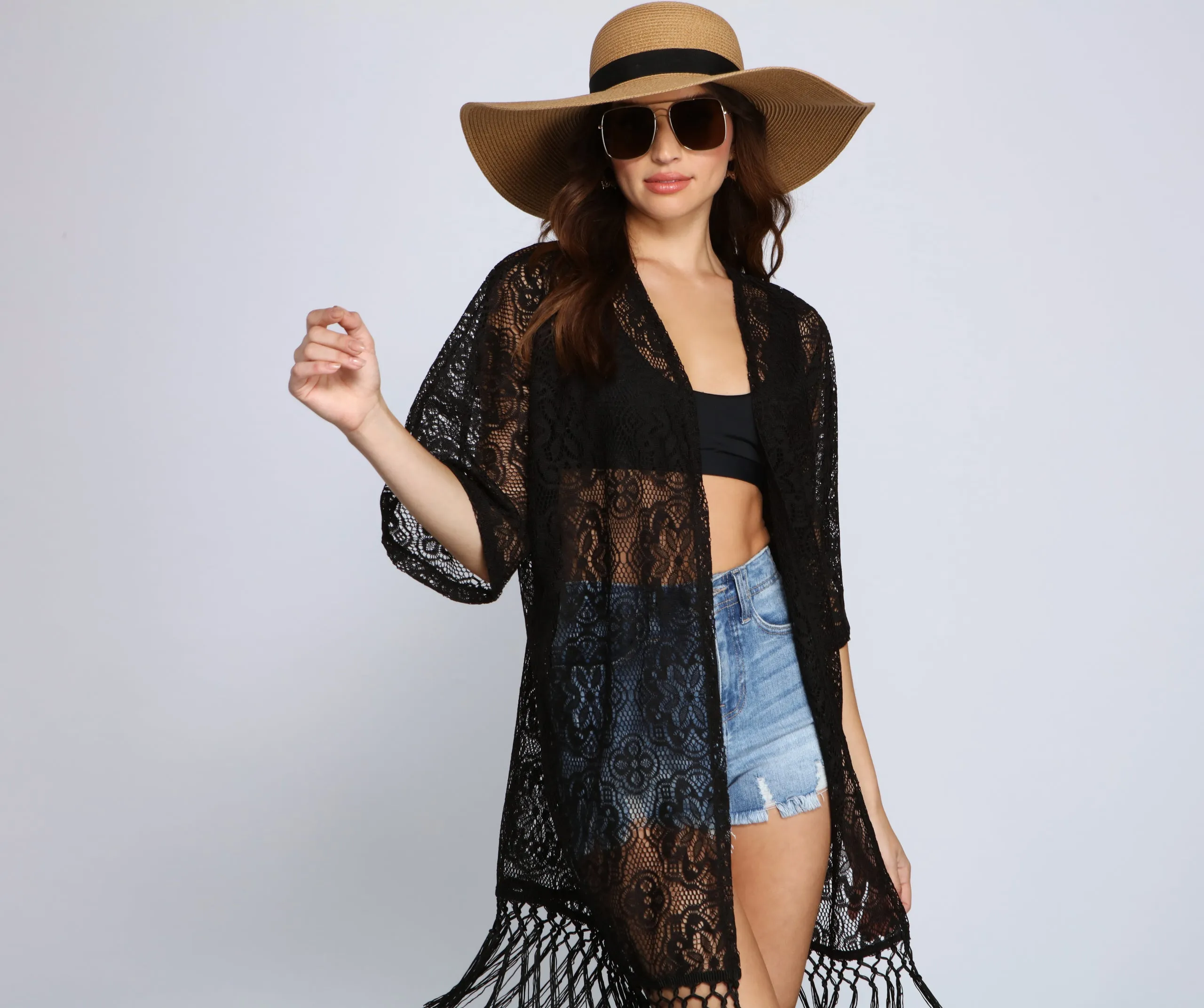 Bohemian Fringe Lace Kimono