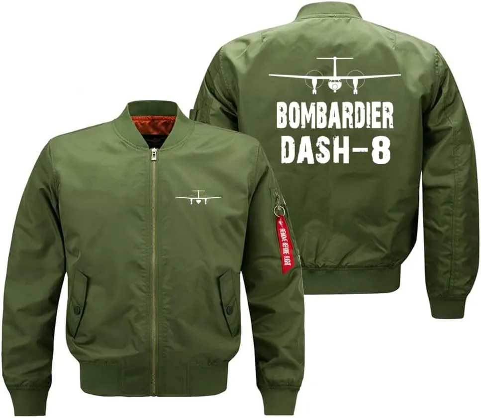 Bombardier Dash 8 Men's Pilots Aircraft Aviator Ma1 Bomber Jackets Windbreaker Lightweight Coat