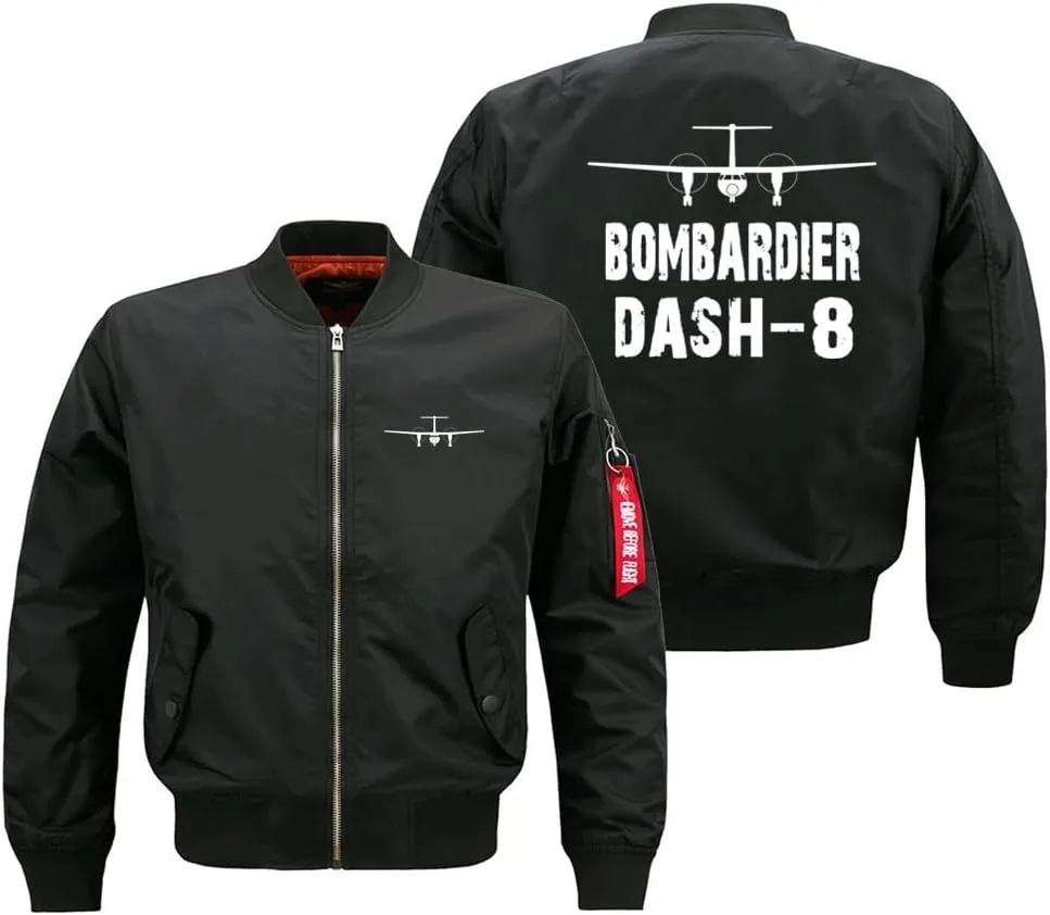 Bombardier Dash 8 Men's Pilots Aircraft Aviator Ma1 Bomber Jackets Windbreaker Lightweight Coat