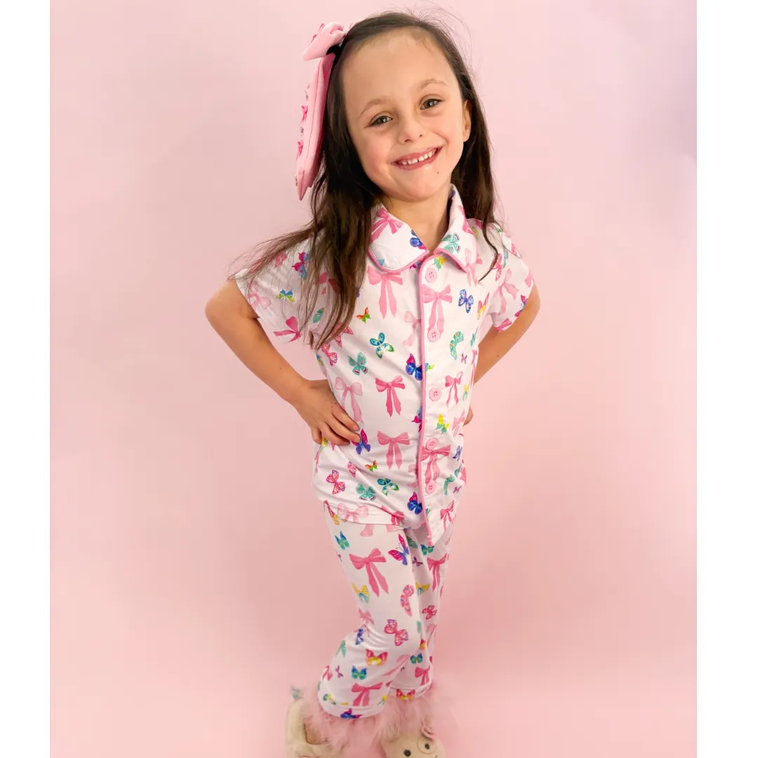 Bow and Butterfly Print Bamboo Feather PJs