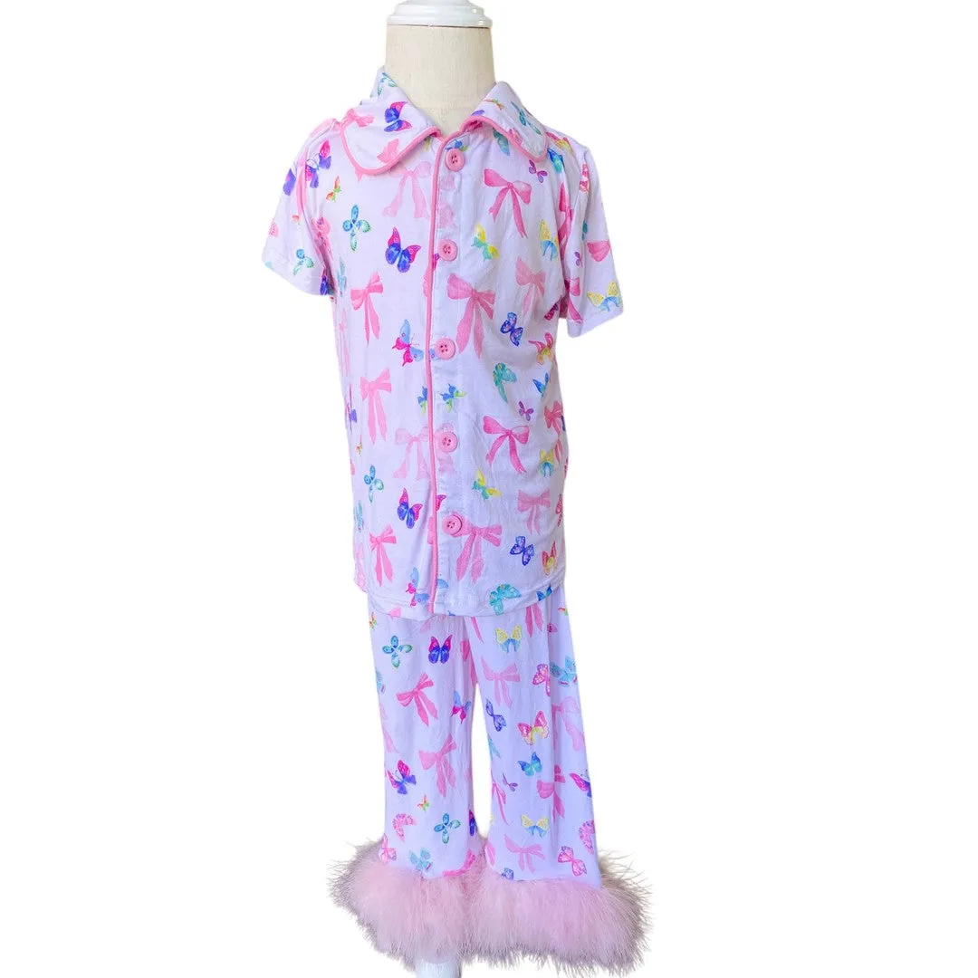Bow and Butterfly Print Bamboo Feather PJs