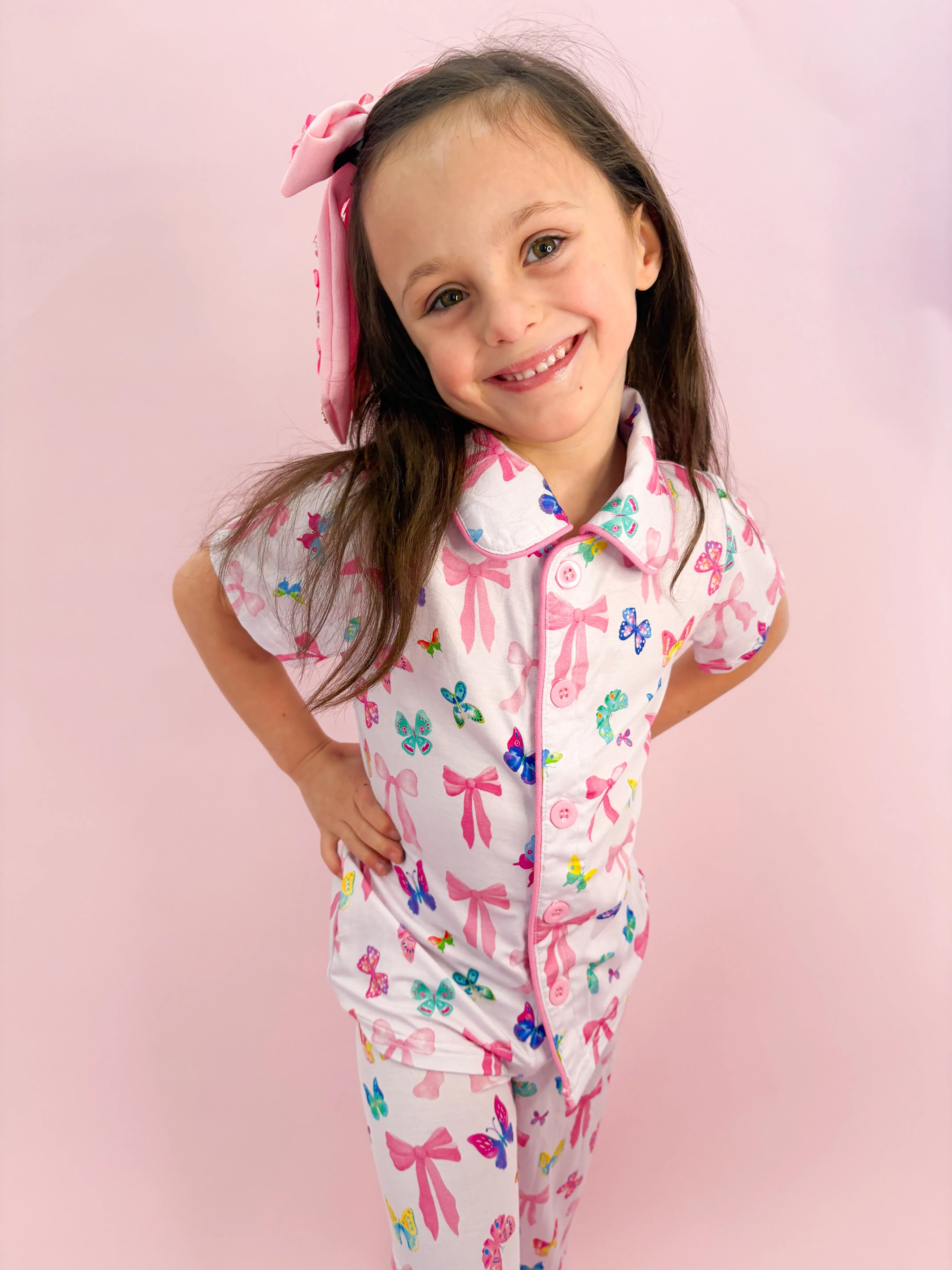 Bow and Butterfly Print Bamboo Feather PJs