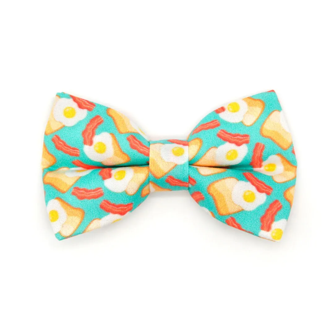 Bow Tie Cat Collar Set - "Breakfast Club" - Bacon, Eggs & Toast Cat Collar w/ Matching Bowtie / Food / Cat, Kitten, Small Dog Sizes