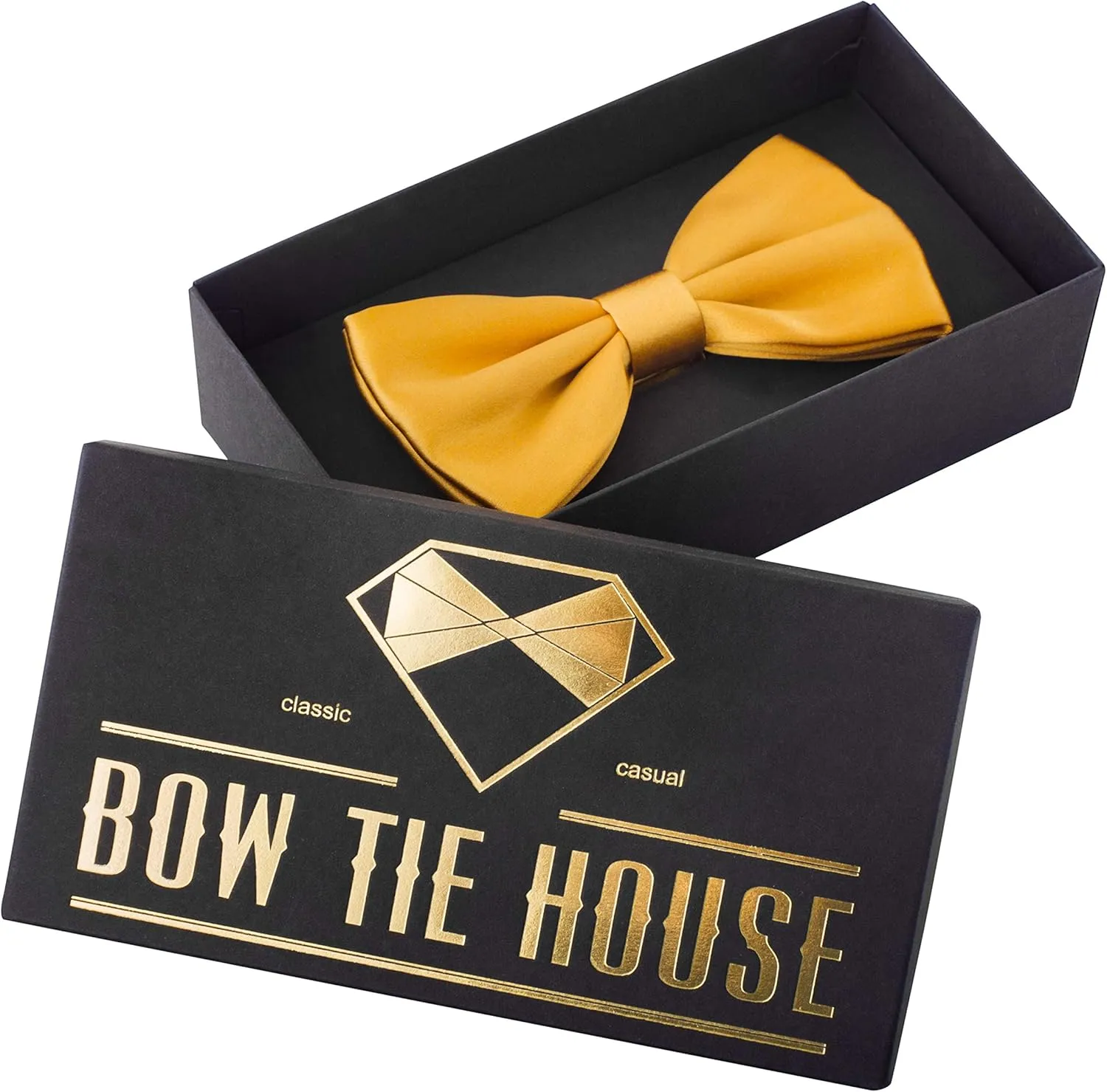Bow Tie House Real Silk Classic Pre-Tied Bow Tie Formal Solid Tuxedo with Gift Box