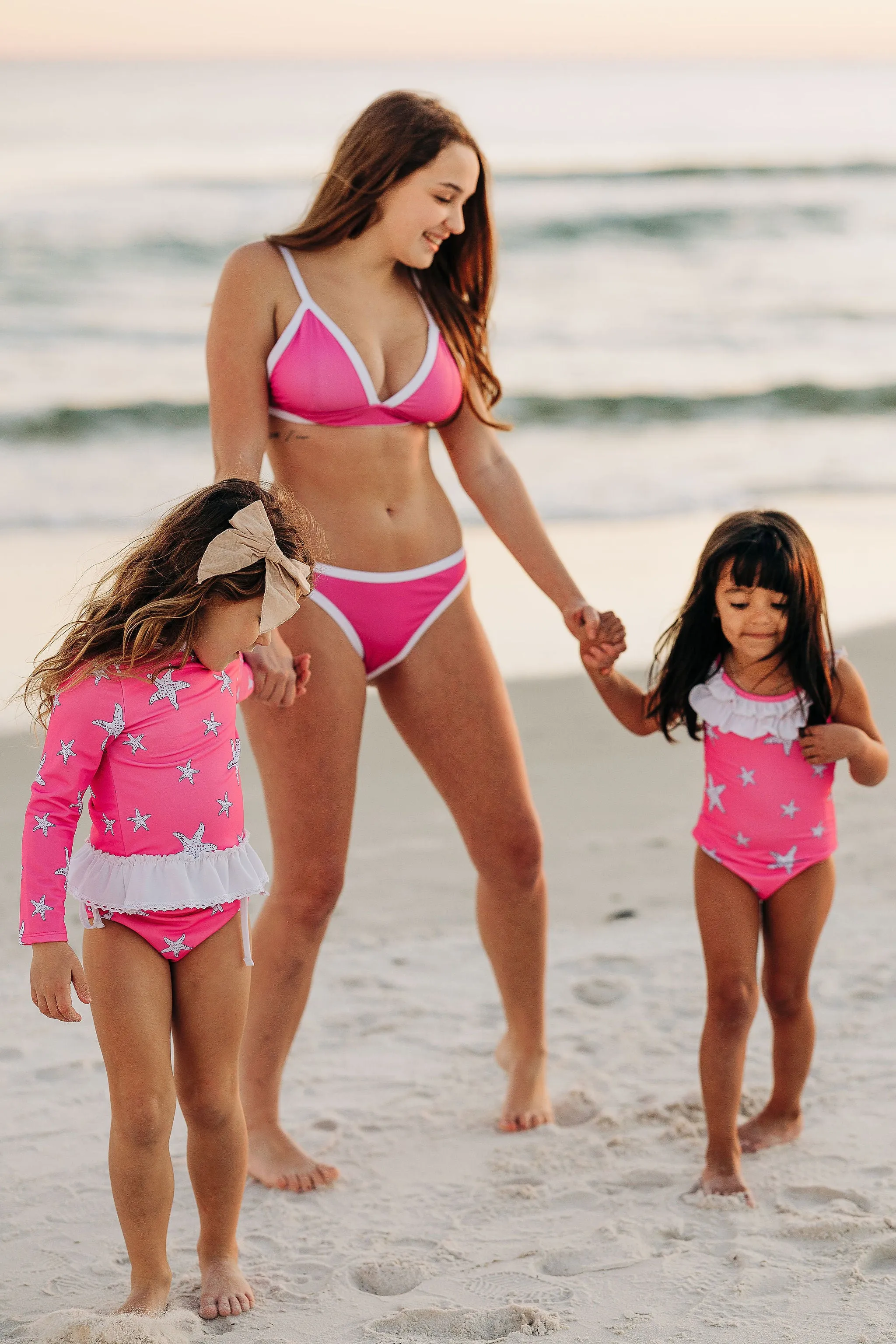 Bowback Swimsuit - Pink Starfish