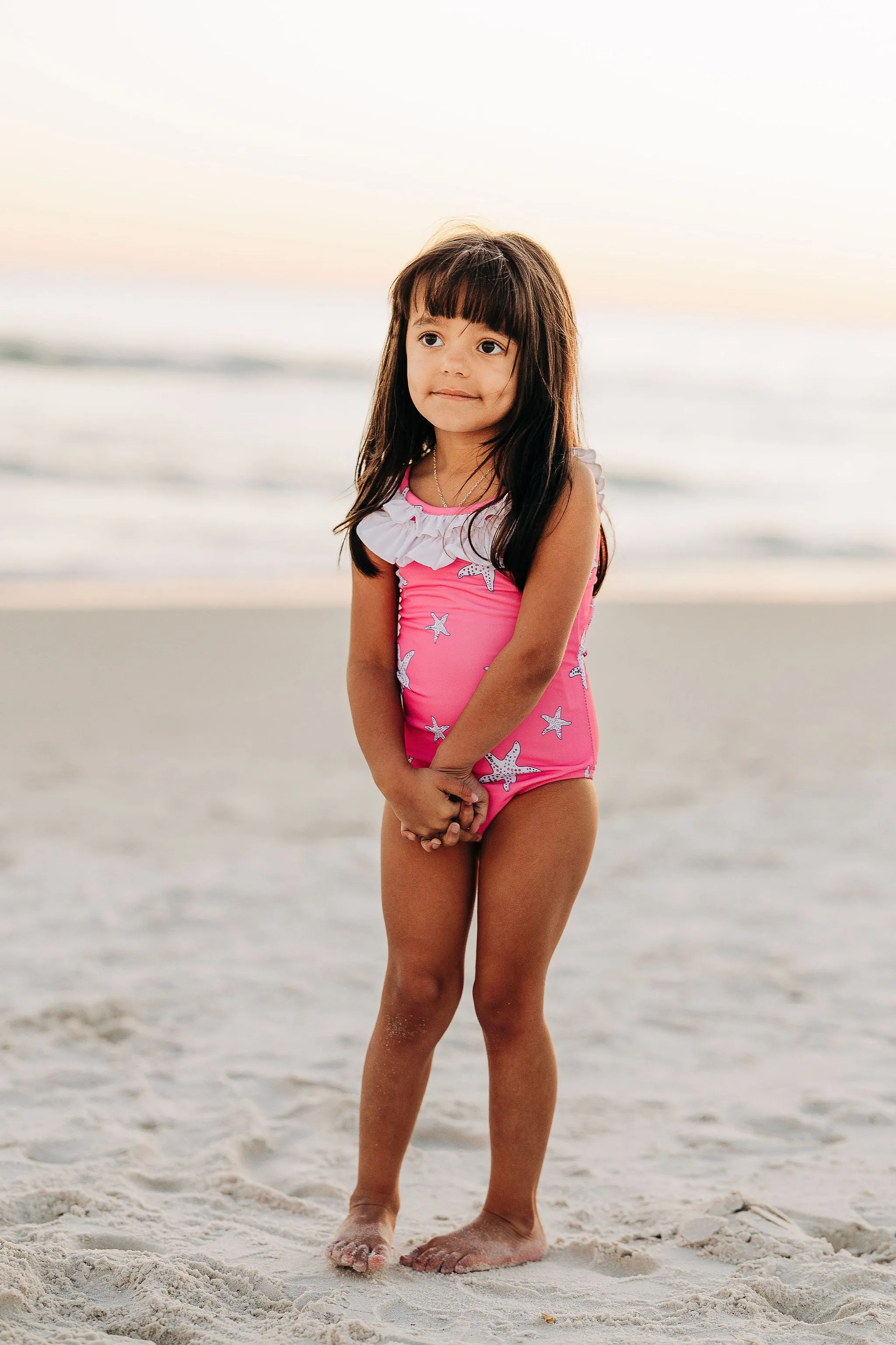 Bowback Swimsuit - Pink Starfish