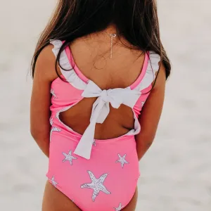 Bowback Swimsuit - Pink Starfish
