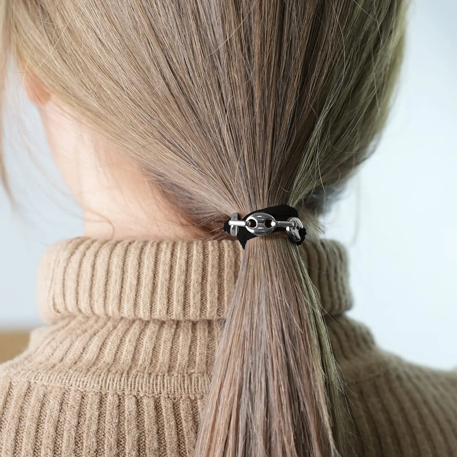 Bracelet Hair Ties Black Hair Tie Bracelets For Women 3 PCS Hair Ties For Thick Hair With Gold Silvery and Beige Elastic Looks Cute On Your Wrist And Great In Your Hair