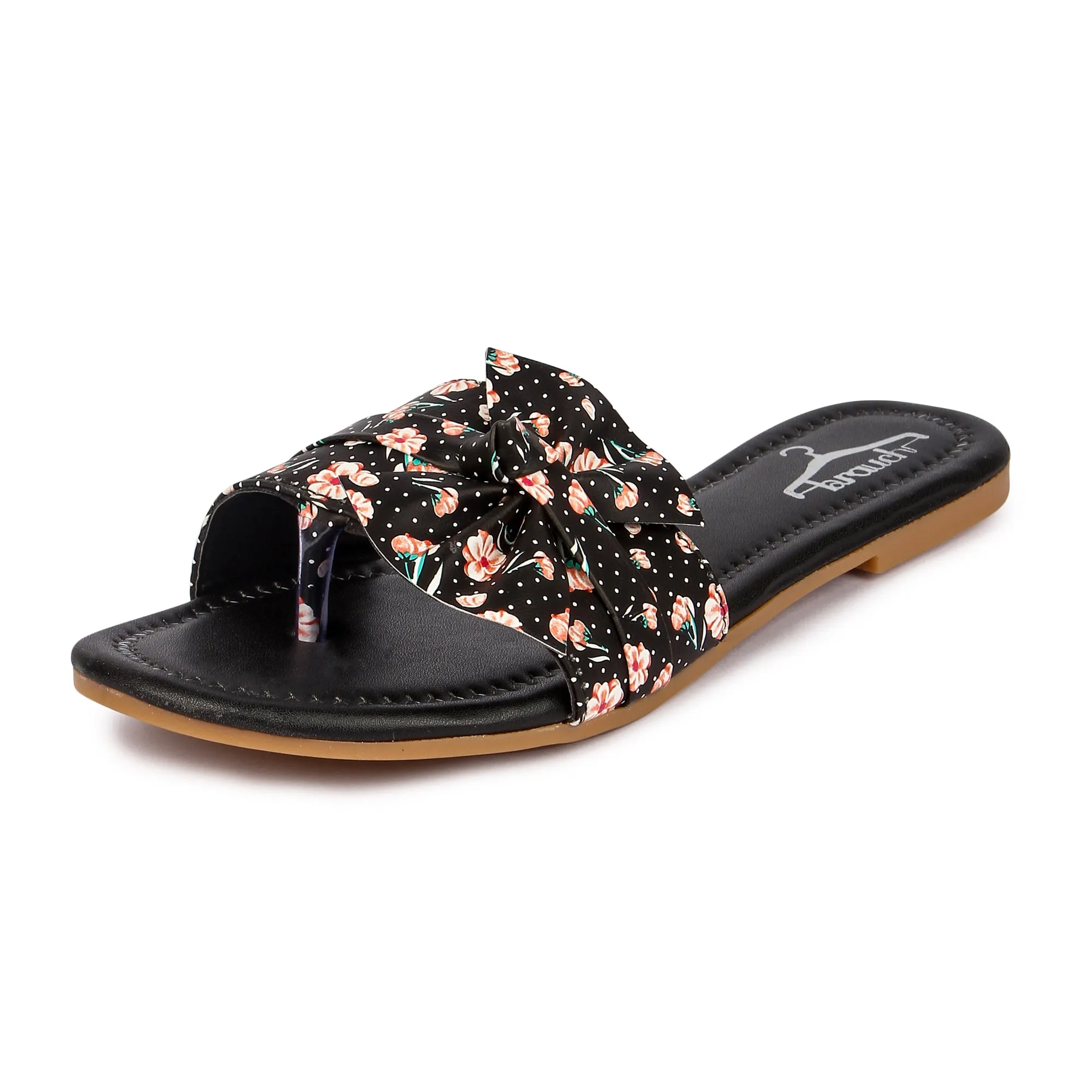 Brauch Women's Black Flower Bow Flats