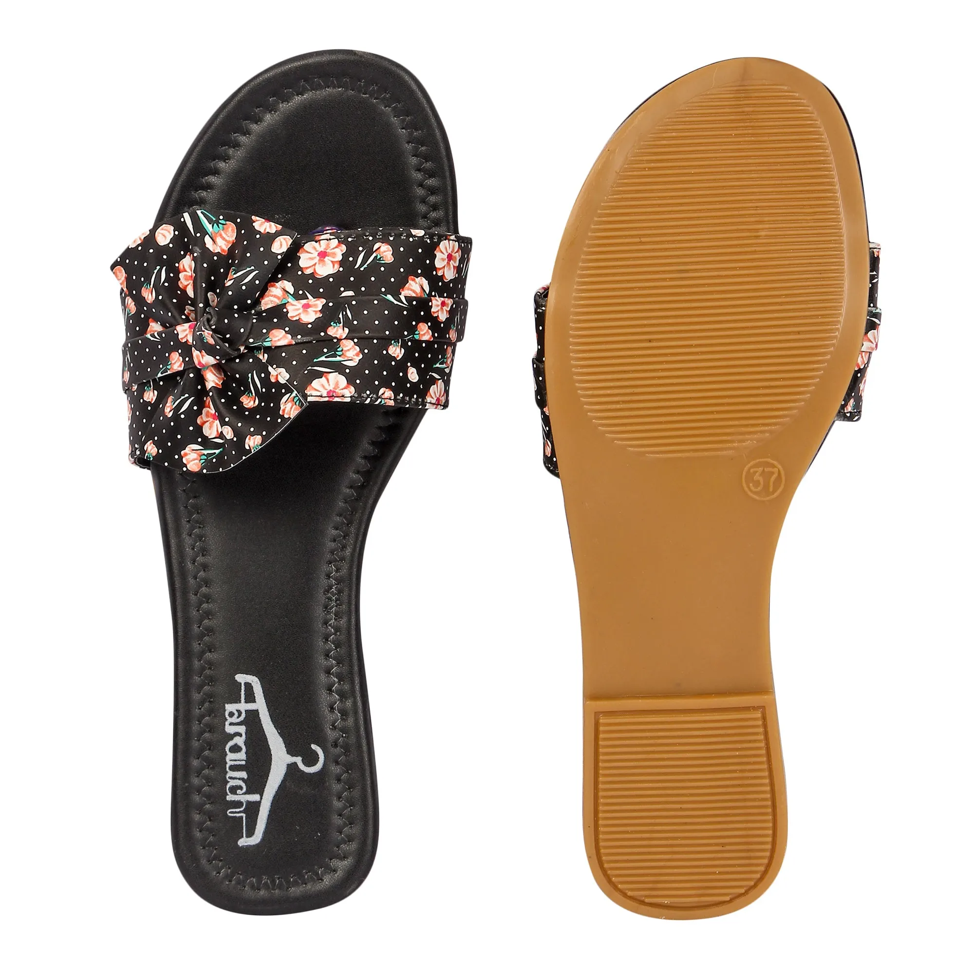 Brauch Women's Black Flower Bow Flats