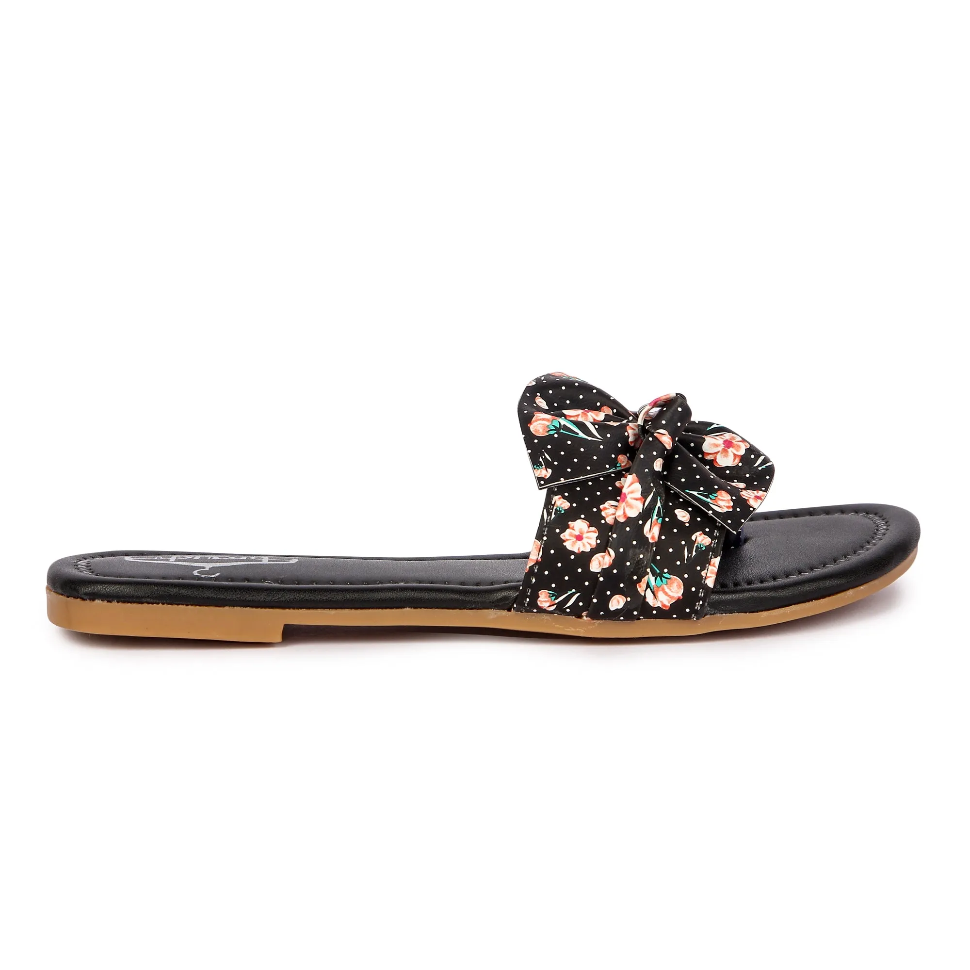 Brauch Women's Black Flower Bow Flats