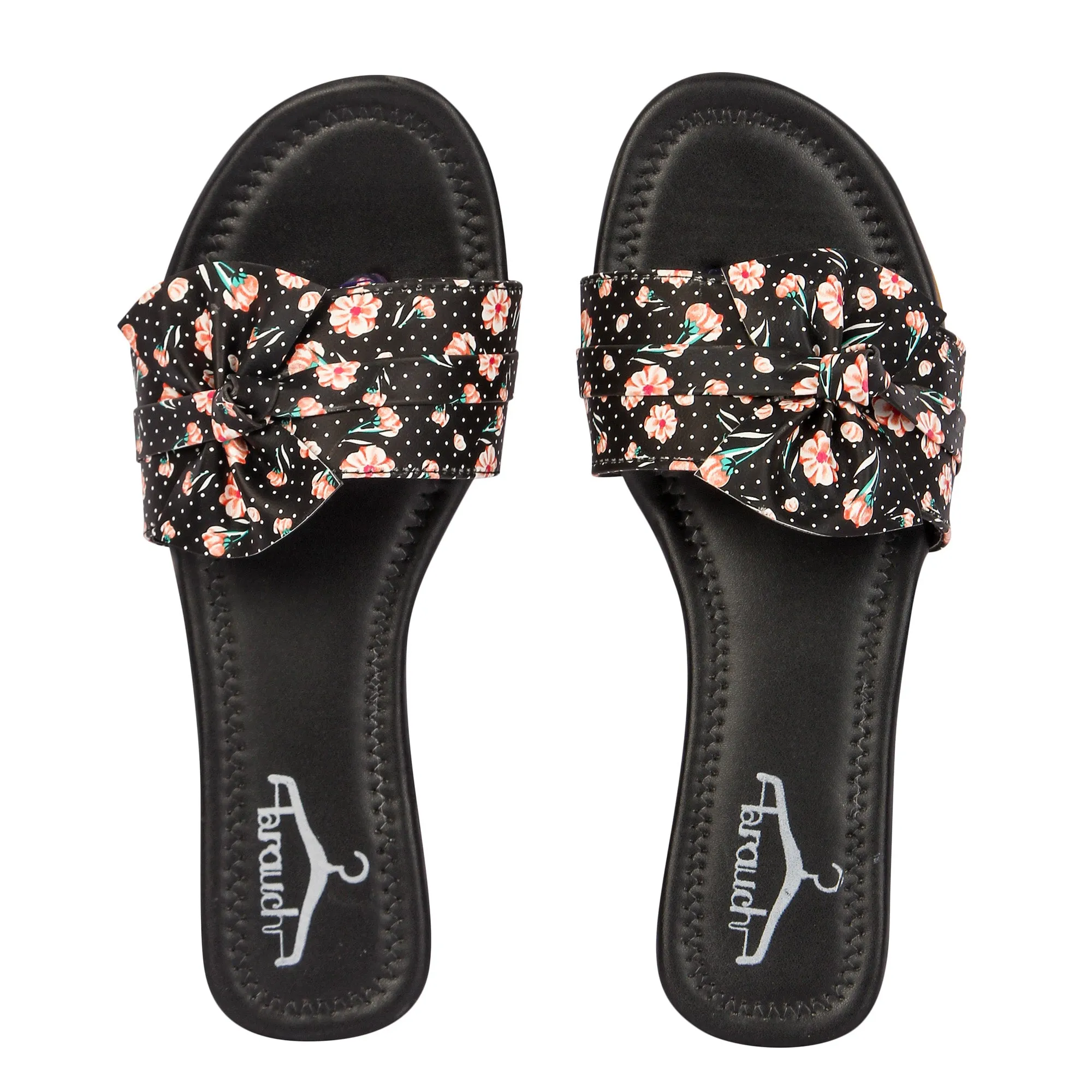 Brauch Women's Black Flower Bow Flats