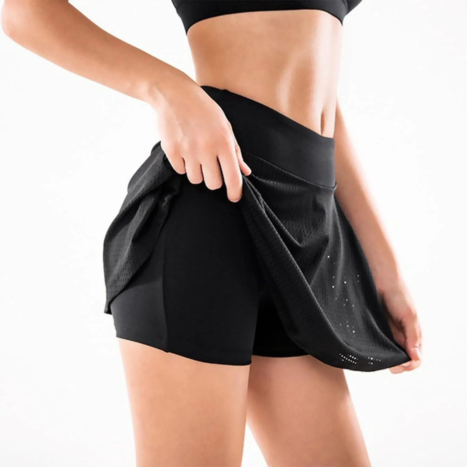 Breathable Athletic Skirts Womens Tennis Skirts with Pocket High Waisted Workout Runnig Yoga Shorts