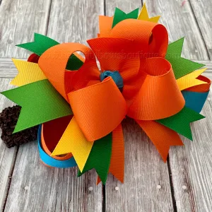 Bright Fall Hair Bow, Big Fall Hair Bows, Bright Thanksgiving Headband