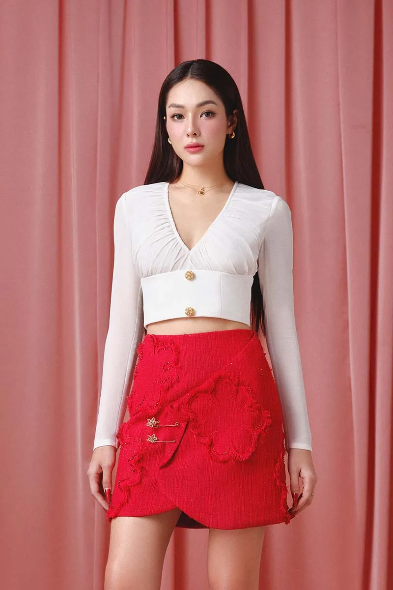 BRILLIANT BLOSSOM TOP AND SKIRT SET