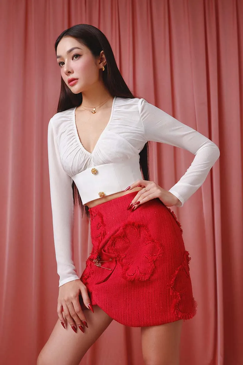 BRILLIANT BLOSSOM TOP AND SKIRT SET