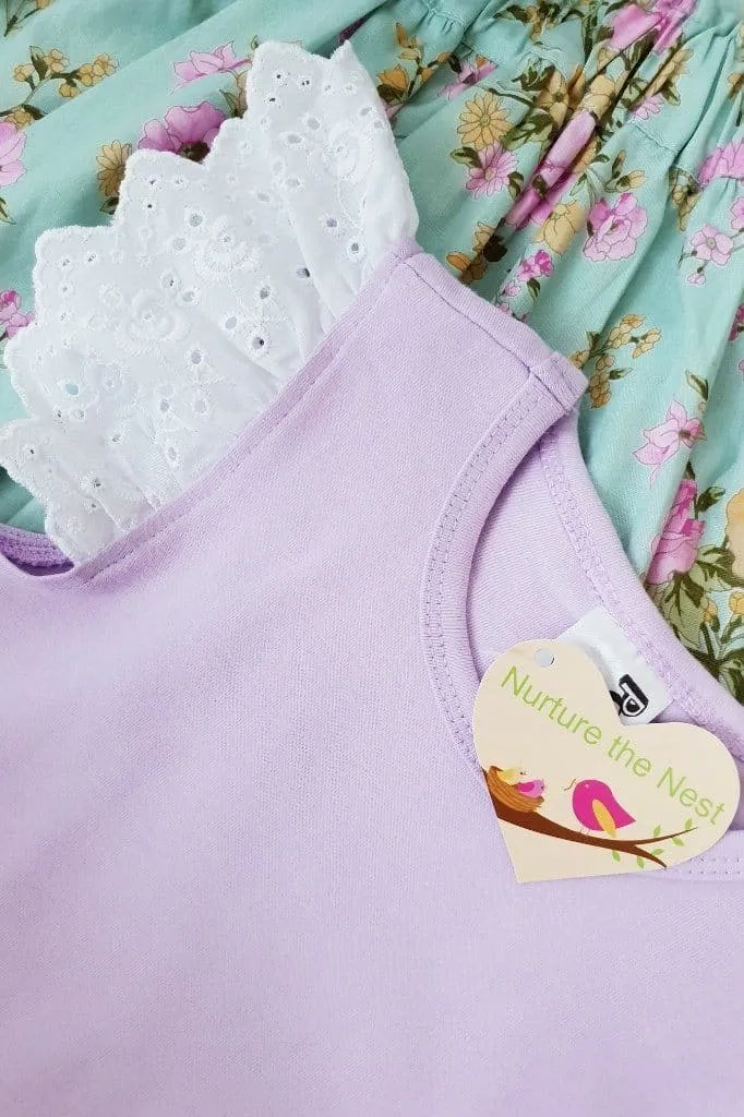 Broderie Anglaise Flutter Romper - Lavender - 0000 to 2yrs