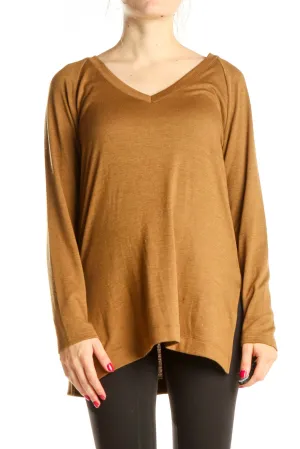 Brown All Day Wear Long Sleeve Top