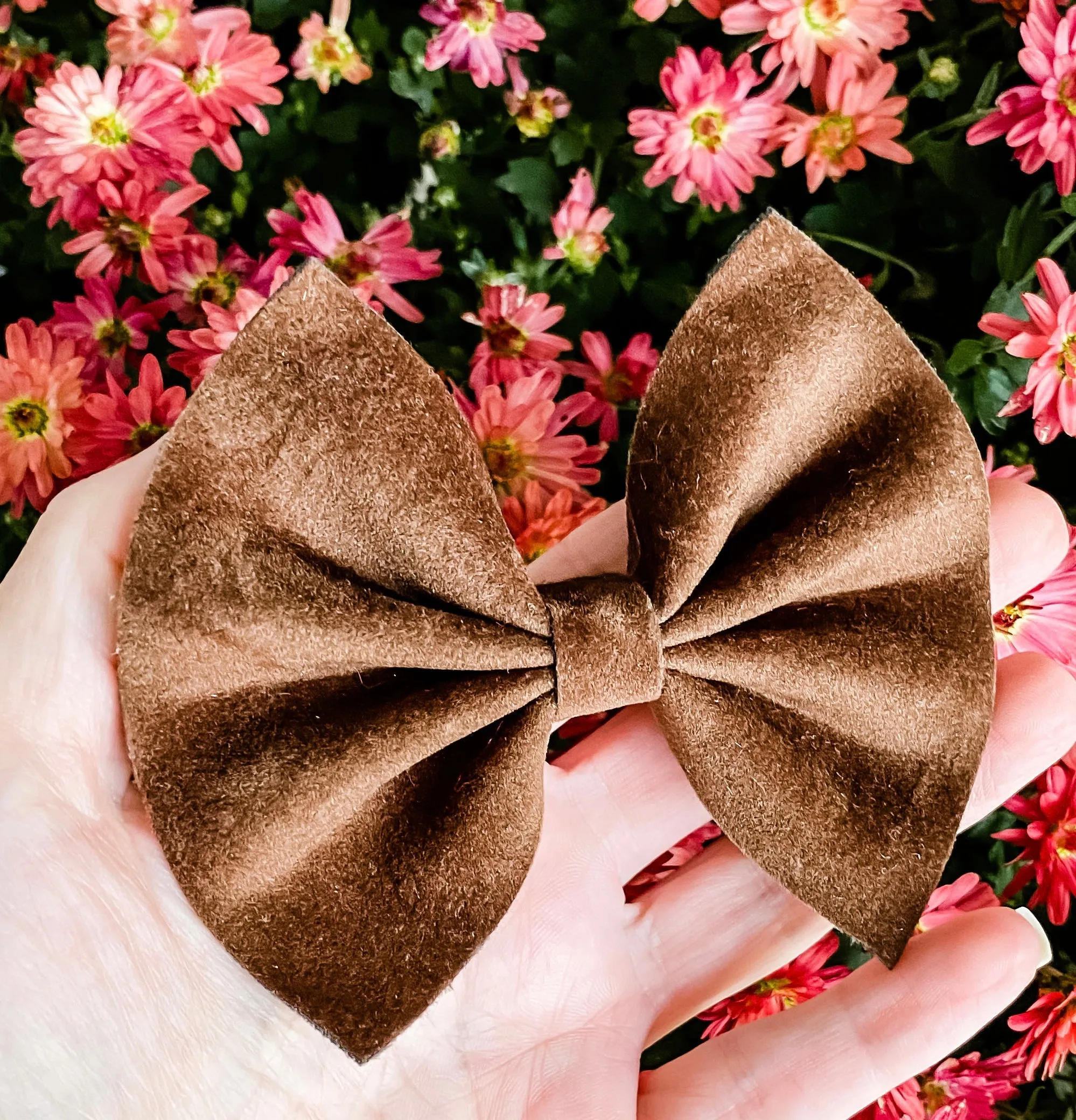 Brown Velvet Bow Headband | Hair Clip