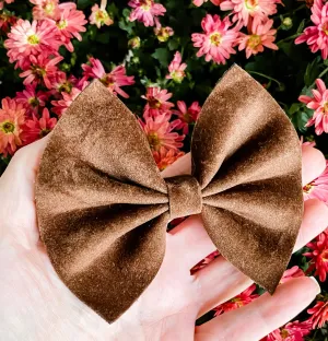 Brown Velvet Bow Headband | Hair Clip