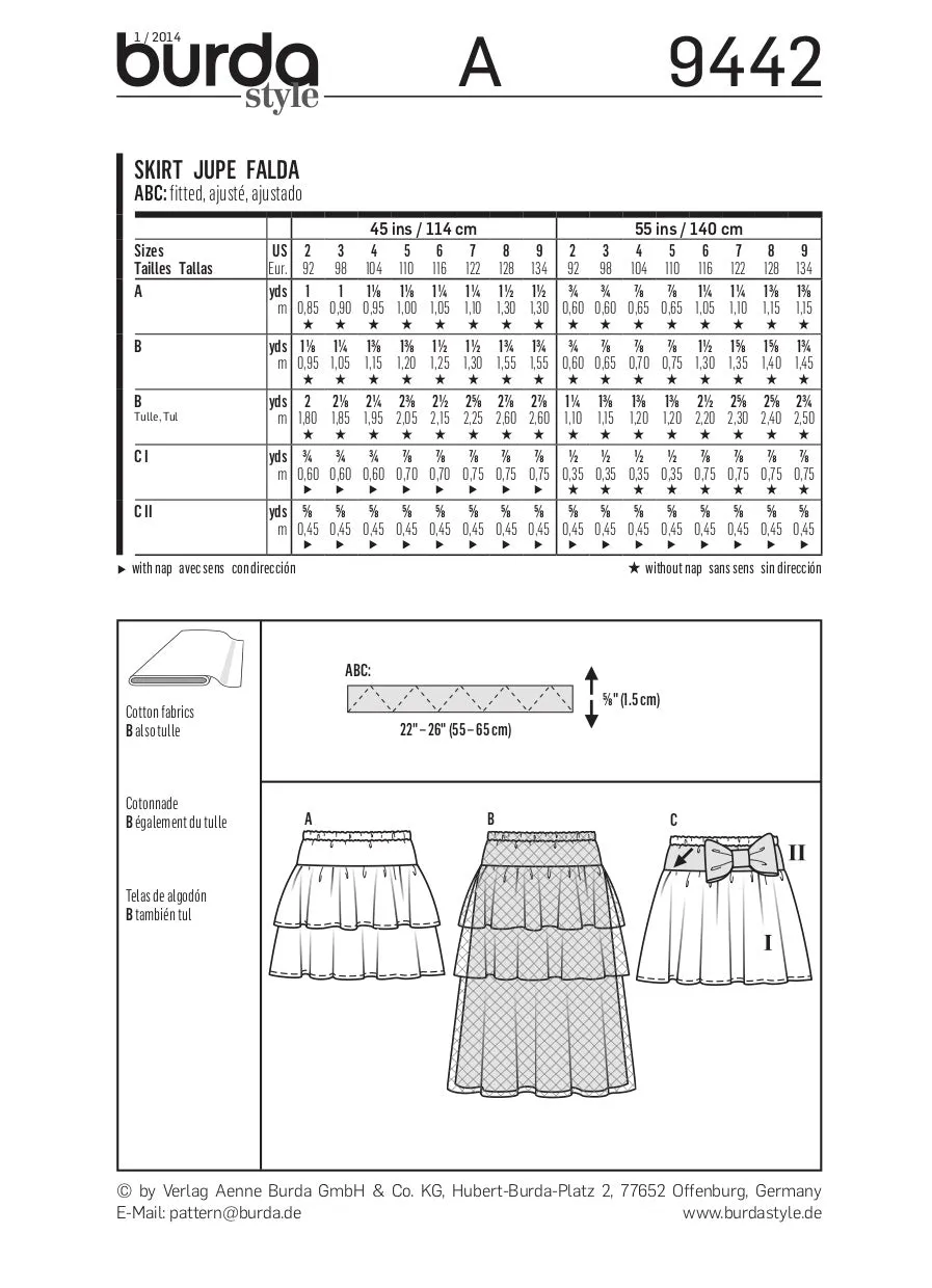 Burda Pattern 9442 Children (2-8)