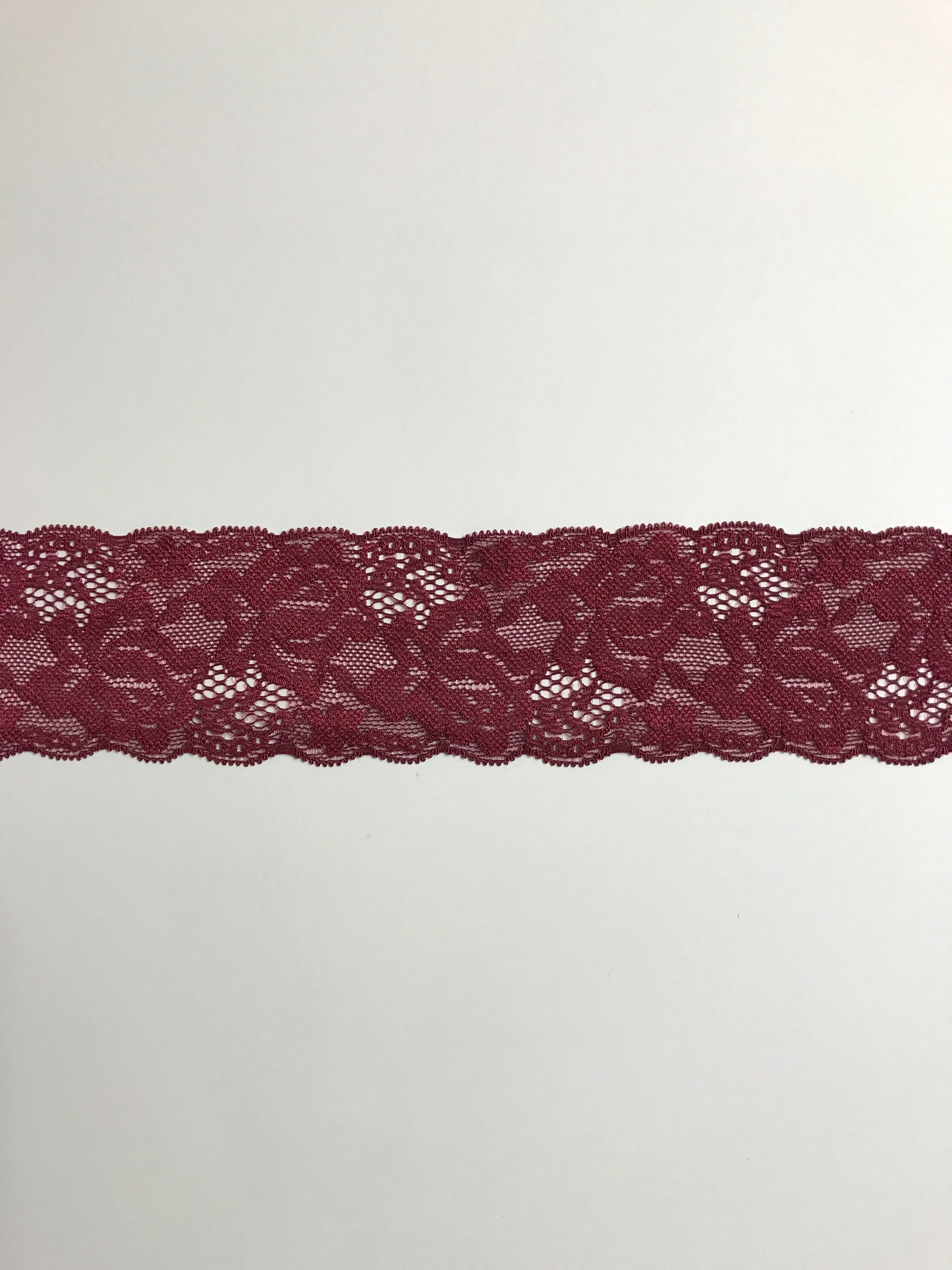 Burgundy 2.25" Wide Stretch Lace