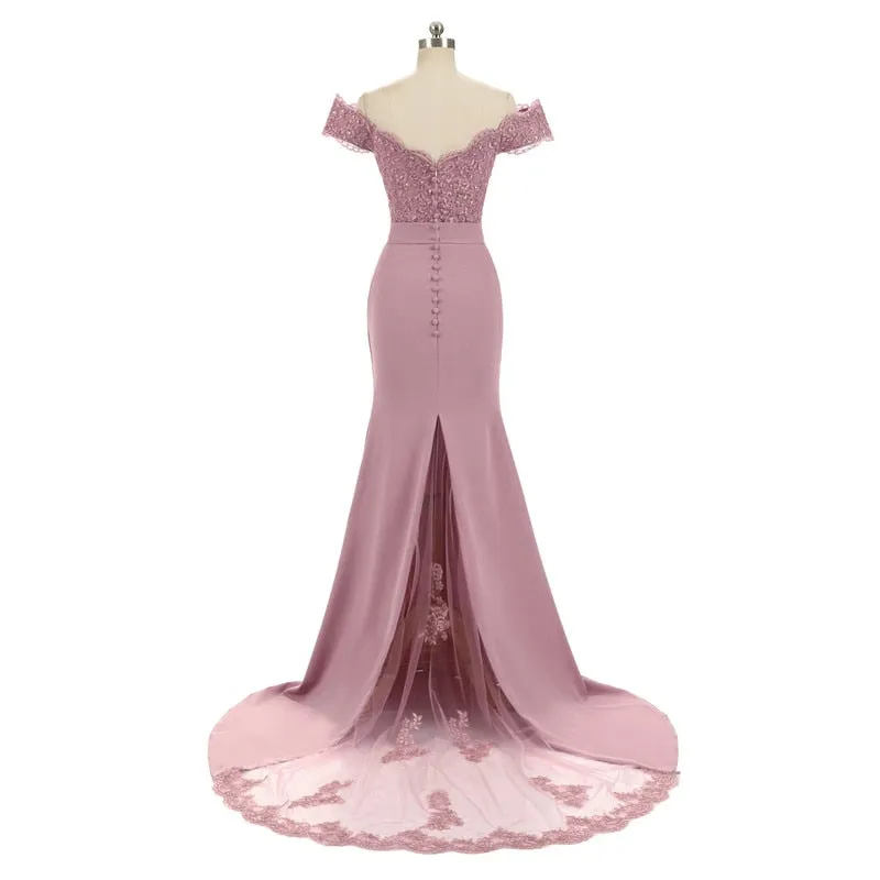 Burgundy Beaded Lace Vintage Mermaid Bridesmaid Dresses Party Gowns