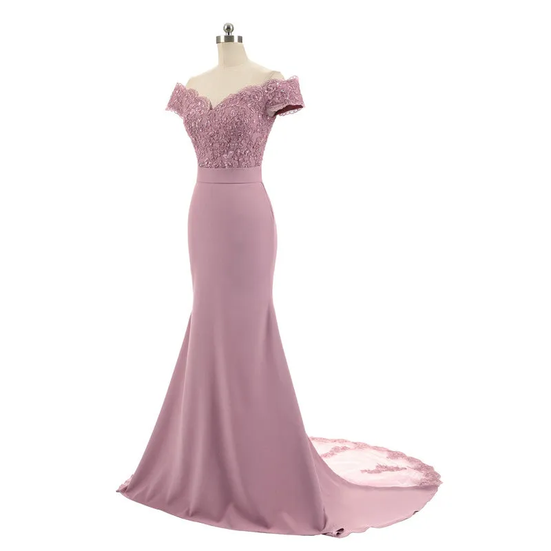 Burgundy Beaded Lace Vintage Mermaid Bridesmaid Dresses Party Gowns
